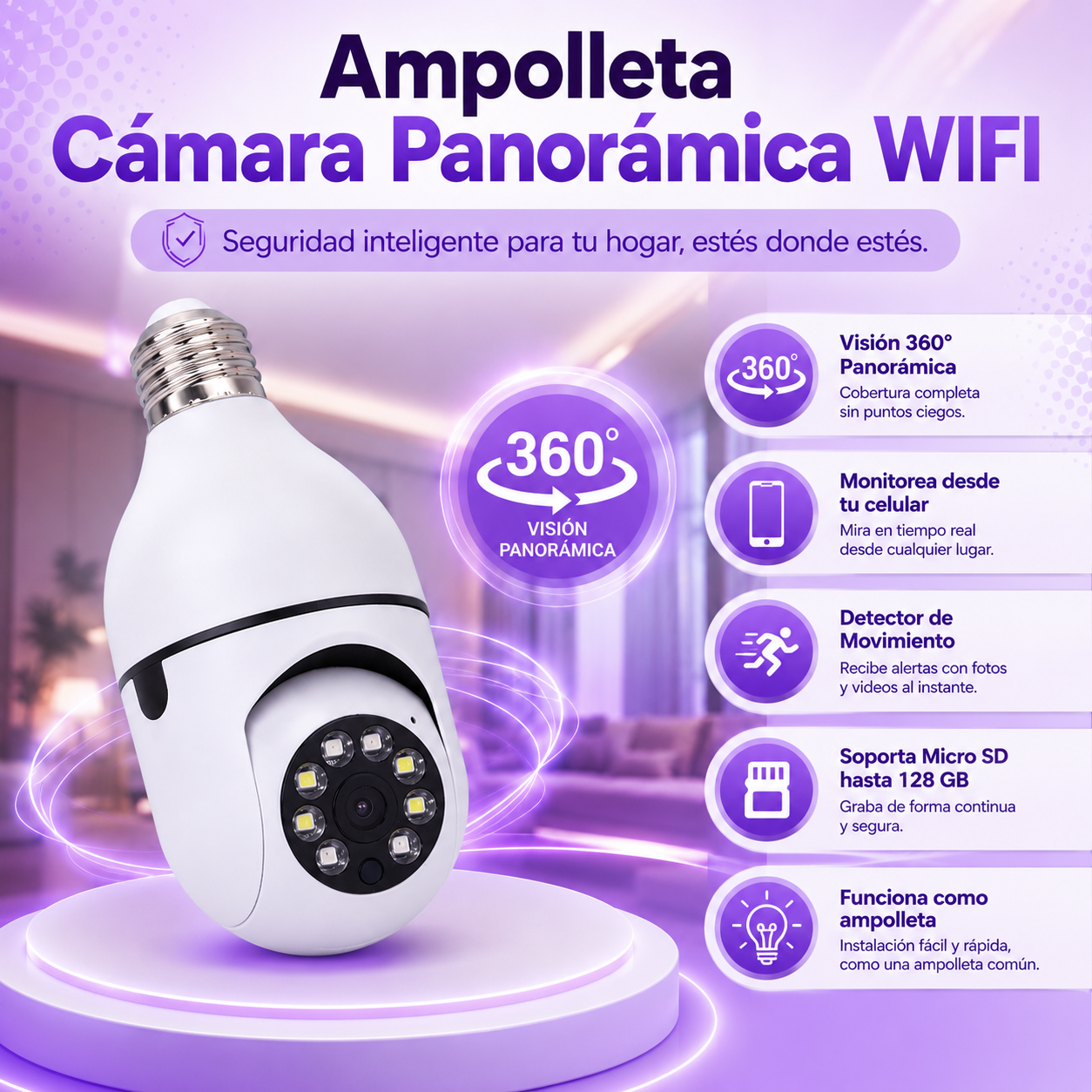 Ampolleta Cámara Panorámica WIFI