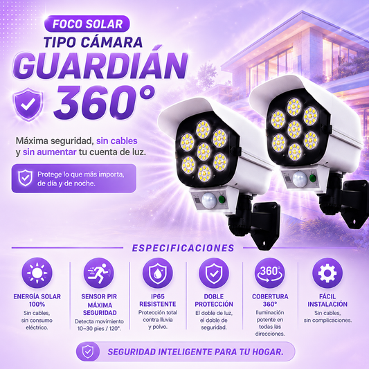 Foco Solar Guardián 360° - Ultra Protección Exterior 2x1🚨