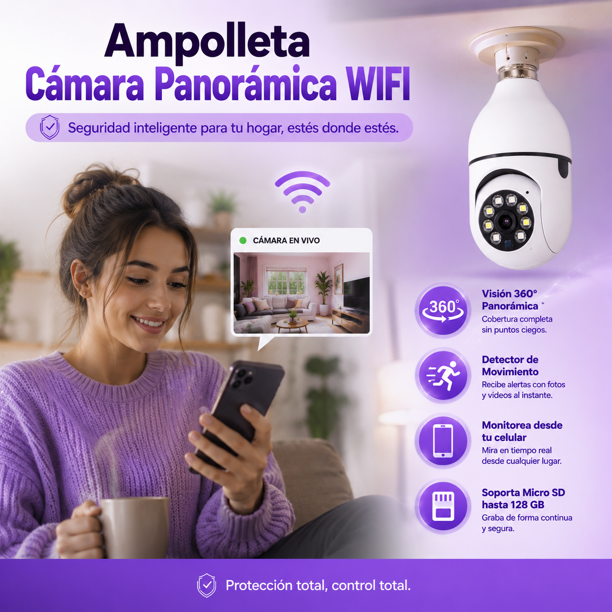 Ampolleta Cámara Panorámica WIFI