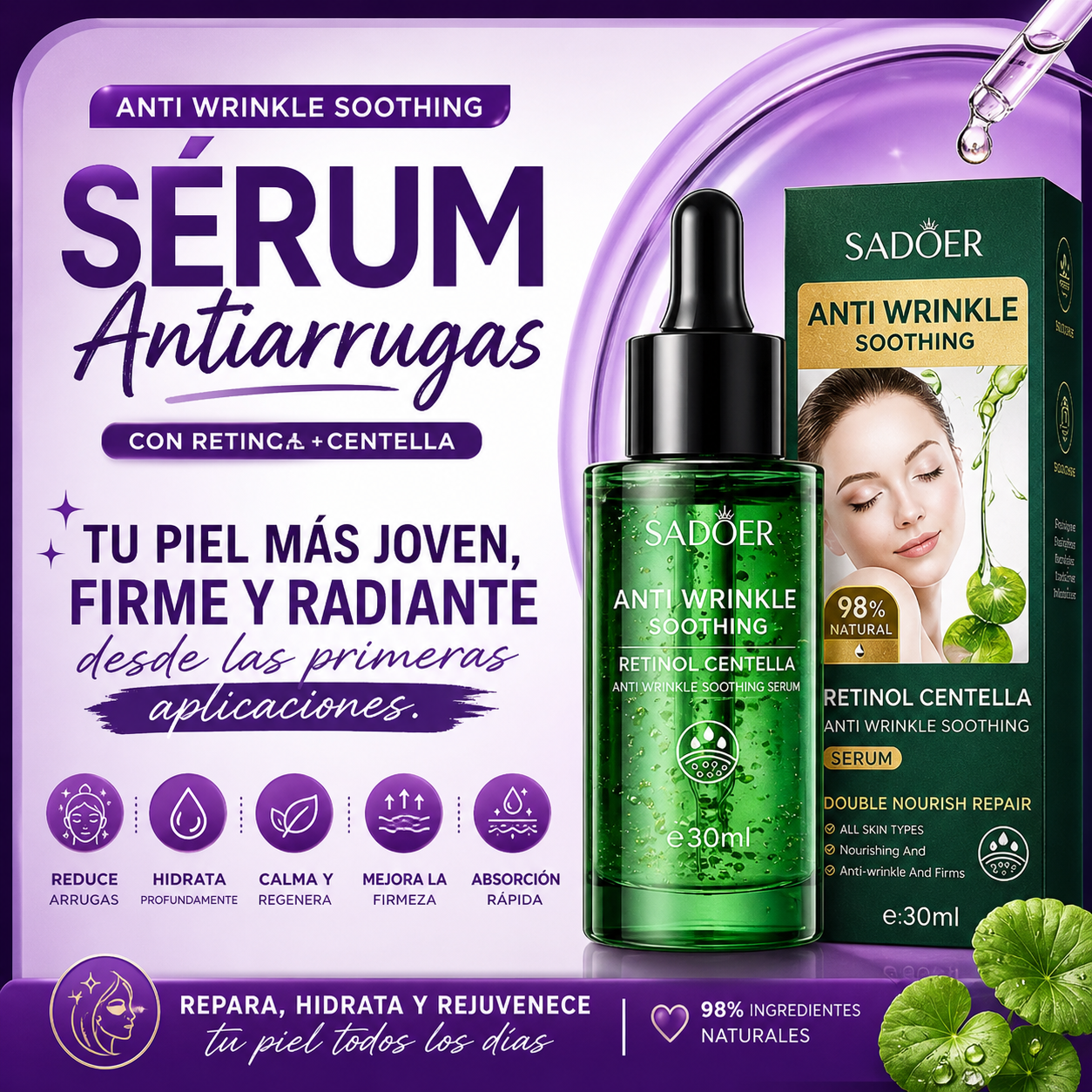 Anti Wrinkle Soothing - Serum Facial Antiarrugas con Centella