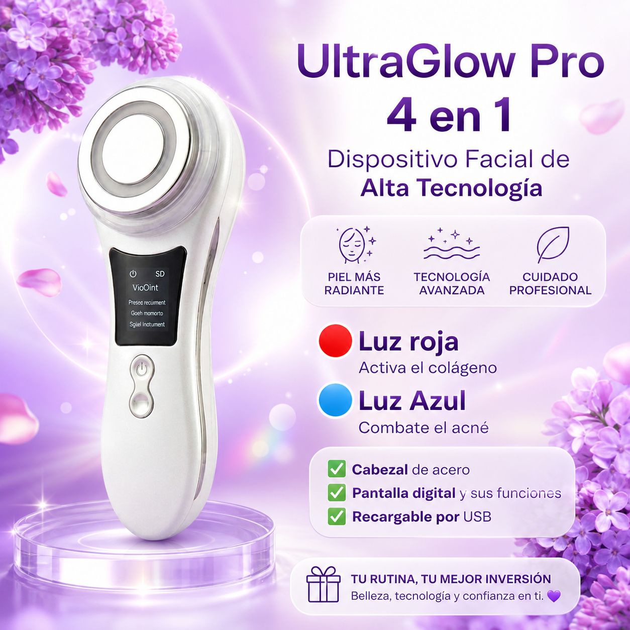 UltraGlow Pro 4 en 1 – Dispositivo Facial de Alta Tecnología
